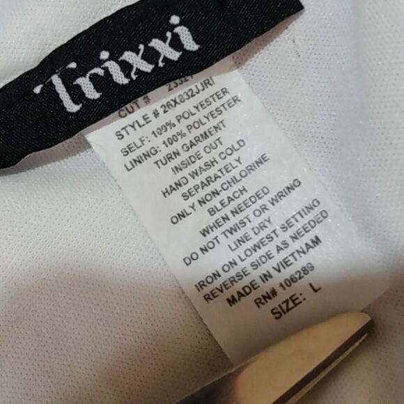 Trixxi Chiffon Dress – White/Pink Floral – Lined – NWOT – Size L - Picture 9 of 14